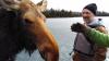 Dave Seaton, owner of Hungry Jack Outfitters, with the rescued moose. Photo by Matt Schmidt